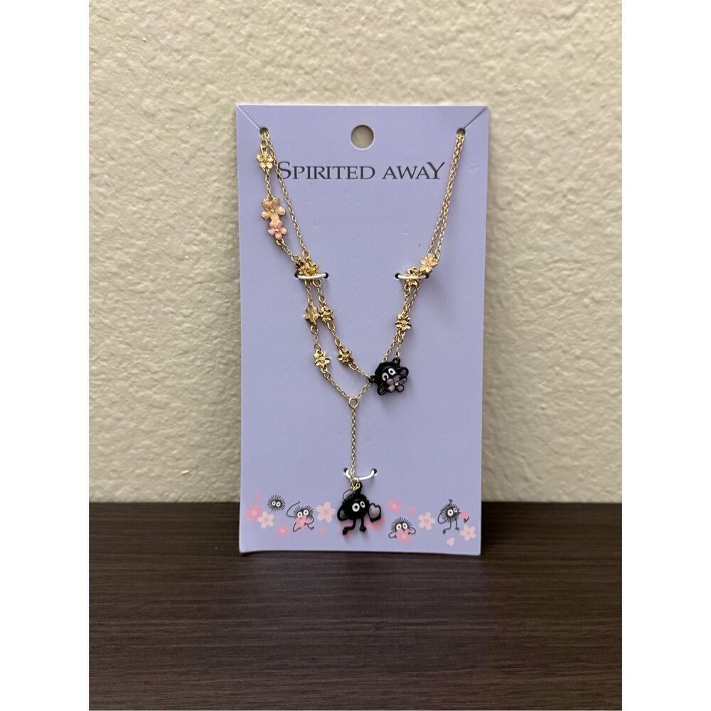 Studio Ghibli Spirited Away Soot Sprites Cherry Blossom Layered Necklaces